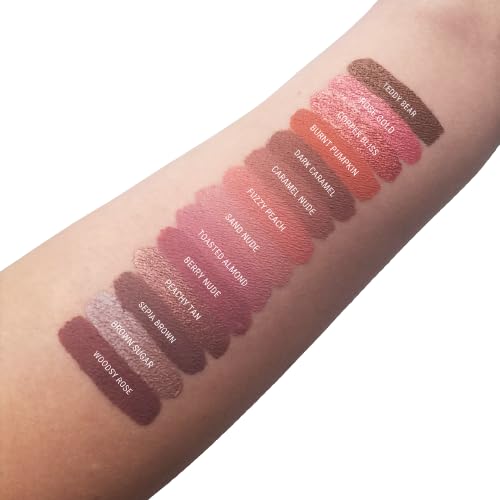 Aromi Metallic Liquid Lipstick | Chocolate Brown, Mahogany Bronze, Shimmery Finish, Vegan, Cruelty-free, Long-Lasting, Waterproof, Handmade (Teddy Bear)
