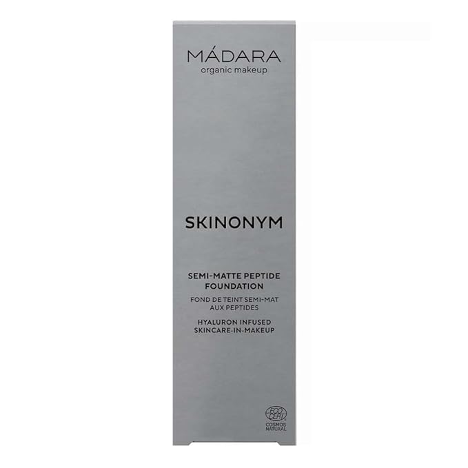 MADARA Organic Skincare | SKINONYM Semi-Matte Peptide Foundation, #40 SAND, 30ml – Boosted by collagen-supporting peptides, Semi-matte finish, Adapts to the skin's texture, Ecocert certified.