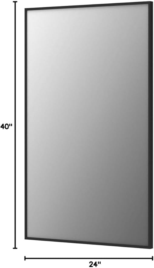 24x40 Inch Black Bathroom Mirror,Copper-Free Mirror, Aluminum Alloy Frame Vanity Mirror, Rectangle Wall Mounted Mirror, Modern Mirror for Bedroom/Living Room/Porch Horizontal or Vertical