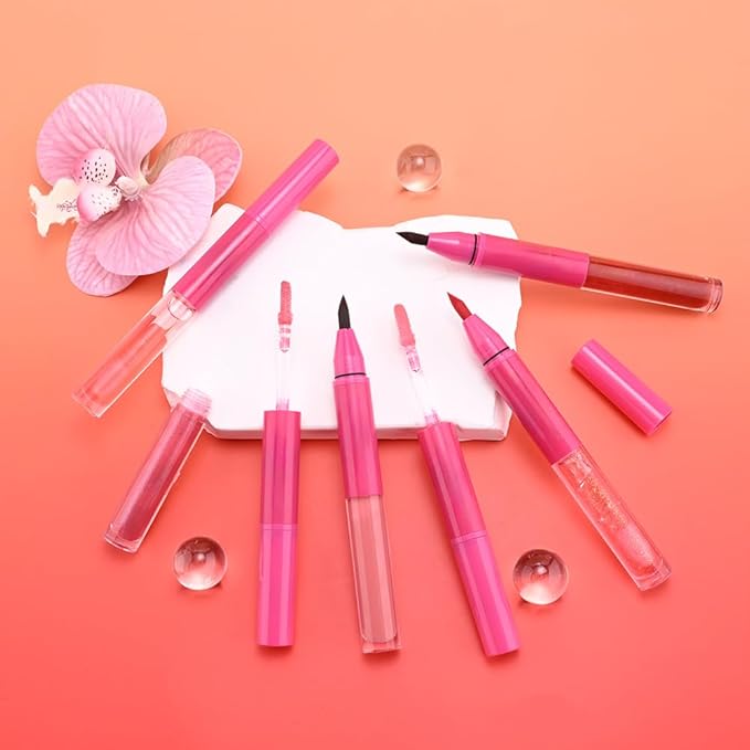 evpct Bright Red Matte Liquid Lipstick Lip Liner Set with Moisturize Lip Oil, 2 in 1 Lipgloss Tints Lipstick Long Lasting Makeup for Women, High Pigmented Lips Stain 24hr Original Smudge Proof labial