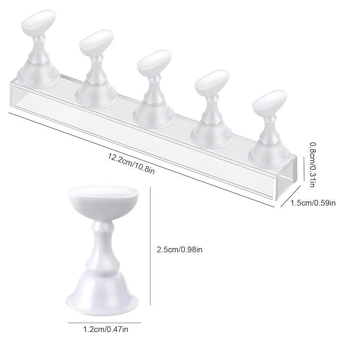 Etercycle Acrylic Nail Art Display Stand - Magnetic Practice Holder for Painting Nails With Double-sided Tape - Home DIY Salon Supplies (White)