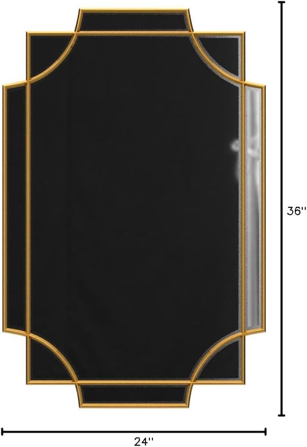 Kelly Miller Gold Bathroom Mirror for Wall, 24"x36" Large Decorative Mirror Gold Wall Mirror Vanity Mirror Beveled Wall Decor for Master Bath Half Bath Living Room Bedroom Fireplace Mantle Entryway