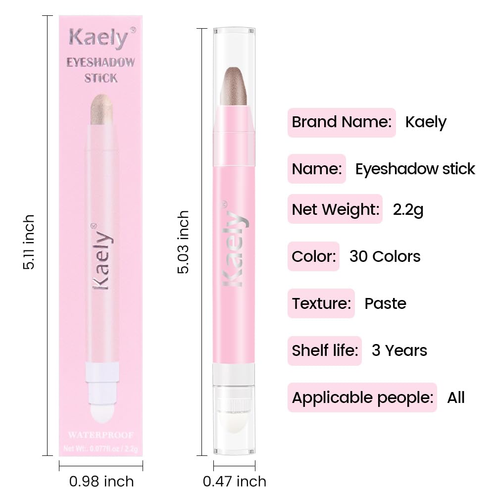 Kaely 2in1 Cream Eye Shadow Brightener Sticks for Eyes, Pencil Eyeshadow Applicator Stick Waterproof Pigmented, Eye Shadow Palette Highlighter Makeup, sombras para ojos, 19 Taupe Shimmer