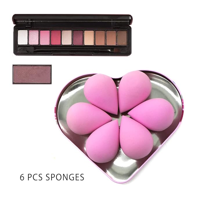 6 Pcs Makeup Blender Sponges Set - Soft Beauty Sponge Blending Blender for Foundation, Cream and Powder (Light-Pink)
