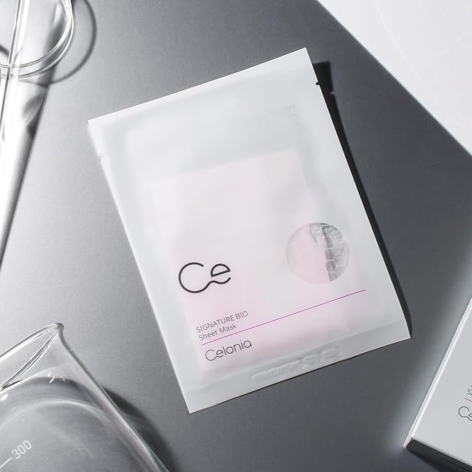 CELONIA Signature Bio Facial Sheet Mask, Stem Cell Deep Hydrating Face Mask, Anti Aging Treatment For Healthy Glowing Skin, Minimize Pores, Reduce Fine Line, Boost elasticity, Correct Redness 5 Count