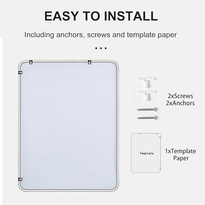 20x40 Inch Matte Black Bathroom Mirror - Copper-Free, Metal Frame Vanity Rectangle Wall Mounted Modern Mirrors for Bedroom/Living Room/Porch Horizontal or Vertical