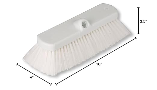 SPARTA 41278EC02 Flo-Thru Plastic Wall Scrub Brush, Equipment Brush With Soft Nylex Bristles For Industrial Kitchens, Hospitals, Commercial Cleaning, 4 Inches, White, (Pack of 12)