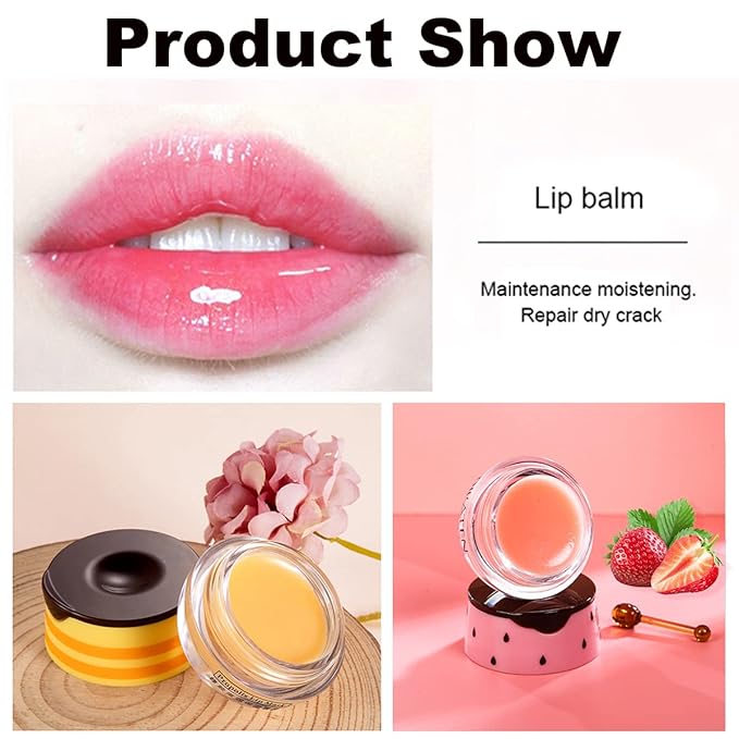 Strawberry Lip Balm, Vitamin E Masks & Moisturizing Propolis Sleeping Mask, Effective Reduces Lines Prevention Dry and Cracked Scrubs Exfoliator Smoothing Dry Care