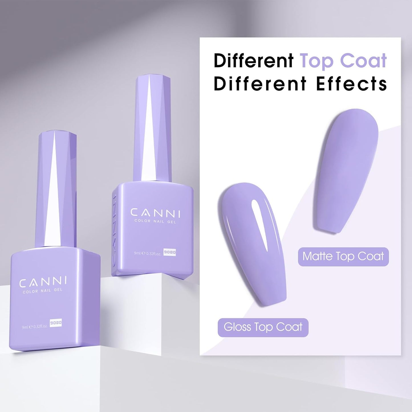 CANNI Purple Gel Polish, 1Pcs Gel Polish Purple Color Pale Violet Nail Polish Gel High Gloss Soak Off U V Gel Nail French Nail Manicure Salon DIY