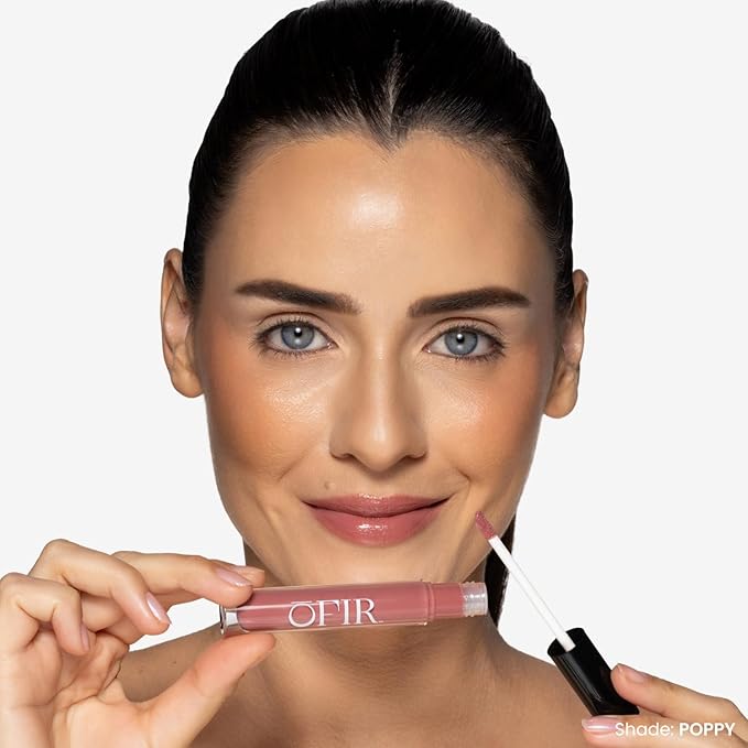 OFIR Hue Hydrator Sheer Lip Jelly | Luminous Gloss Shine Formula With Apricot Oil, Coconut Oil, Vitamin E for Subtle Color | Vegan, Cruelty Free Hydrating lip Balm | Poppy - Dusty Rose, 0.135 Fl oz