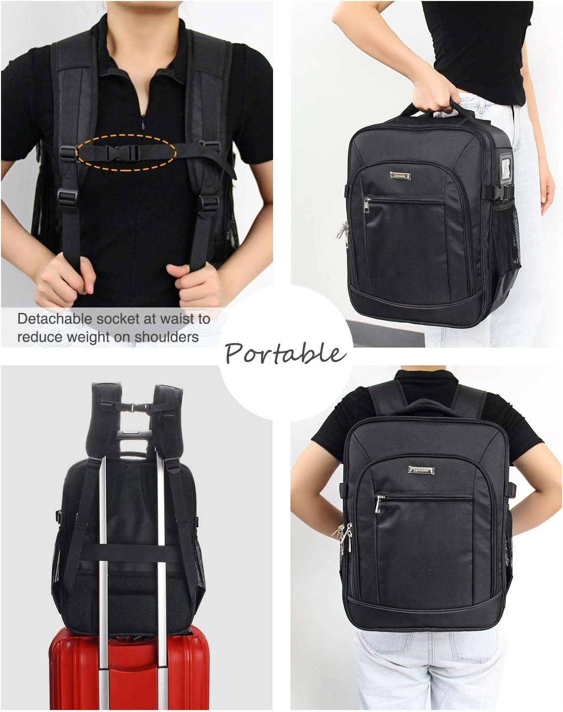 Makeup Backpack Professional Cosmetic Artist Bag Extra Large Travel Train Case Storage Organizer Double-Layer Cosmetic Case with 8 Pouch &Adjustable Divider (Black)