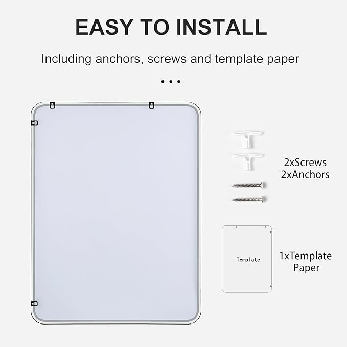 30x48 Inch Matte Black Bathroom Mirror - Copper-Free Mirror, Metal Frame Vanity Rectangle Wall Mounted Modern Mirror for Bedroom/Living Room/Porch Horizontal or Vertical