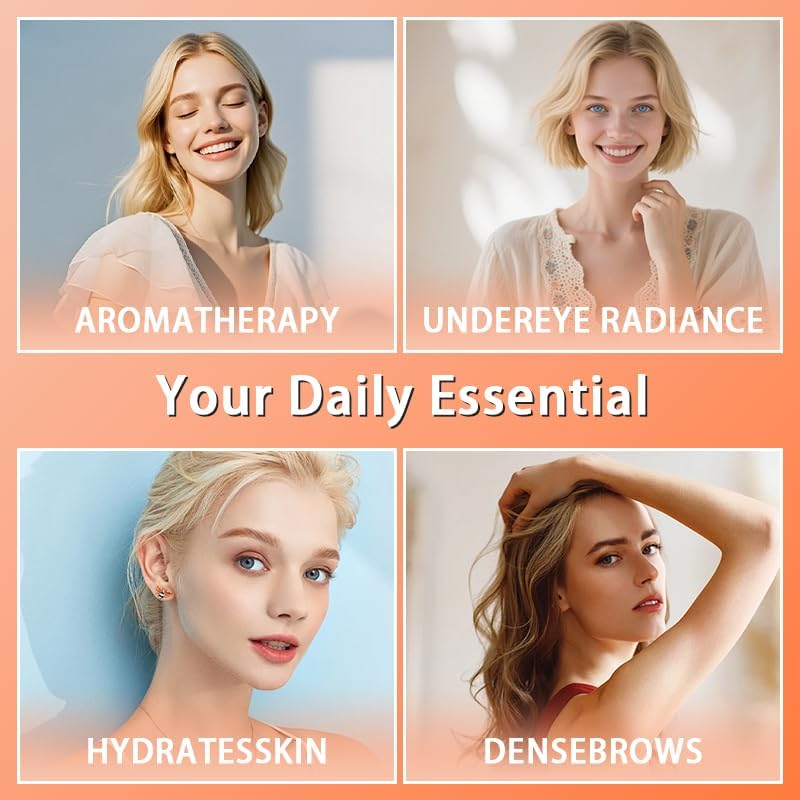 Organic Castor Oil Roll-On with Rose Quartz Roller, 1.7 fl oz – 100% Pure & Cold-Pressed, Hexane-Free, Extra Virgin Golden Oil for Skin, Brows, Lashes & Mess-Free Castor Packs