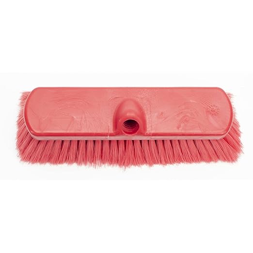 SPARTA 41278EC05 Flo-Thru Plastic Wall Scrub Brush, Equipment Brush With Soft Nylex Bristles For Industrial Kitchens, Hospitals, Commercial Cleaning, 4 Inches, Red, (Pack of 12)