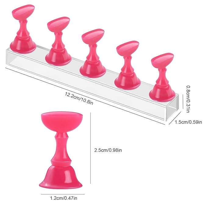 Etercycle Nail Stand Acrylic Nail Art Display Stand Practice Nail Holder for Painting Nails Magnetic Practice Stands with Double-sided Tape For Home DIY Salon Supplies (Rose pink)