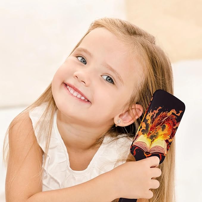 Hair Brush for Boys Girls - Detangler Brush for Wet Dry Thin Straight Curly Detangling Comb - Anti Static Magic Fiery Dragon Detangling Comb for Shiny Hair