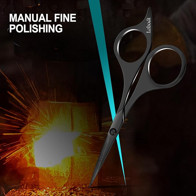 Professional beard scissors, 4.9-inch (black) small pointed stainless steel hairdressing scissors, Moustache Trimming,suitable for personal care and beauty of both men and women