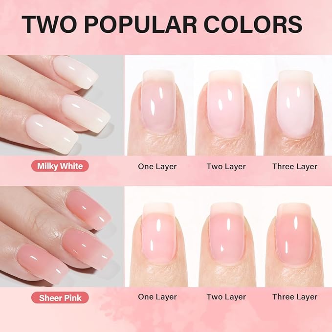 AILLSA Extra Short Coffin Gel Nail Kit 240pcs Full Nail Tips with 2 In 1 Nail Glue Base Top Coat Nail Dehydrator U v Led Lamp, Gel Extension Nail Kit for Beginners Home Salon