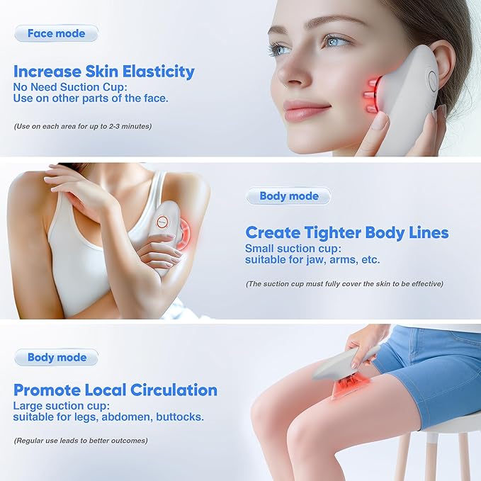 3-in-1 Body Sculpting Machine, 3-in-1 Electric Cellulite Massager, 3 Modes Adjustable Body Sculpting Machine- Home Use Cupping Therapy Tool for Back, Belly, Waist, Arms, Legs - White