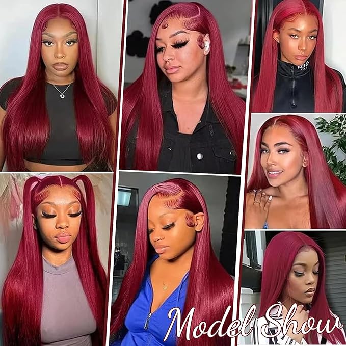 99J Burgundy Human Hair Bundles 16A Raw Straight Bundles Human Hair,100% Unprocessed Burmese Virgin Remy Hair Extensions,No Tangle Shedding (99J Burgundy Bundles, 22 24 26 Inch)