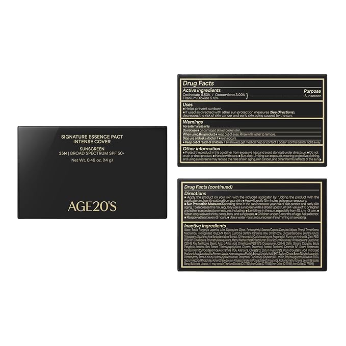 AGE20'S Signature Essence Pact SPF 50+ | Pack of 1 | 35N CAPPUCCINO | Cream Foundation, Dewy Finish, Natural Coverage | Korean Cushion Foundation