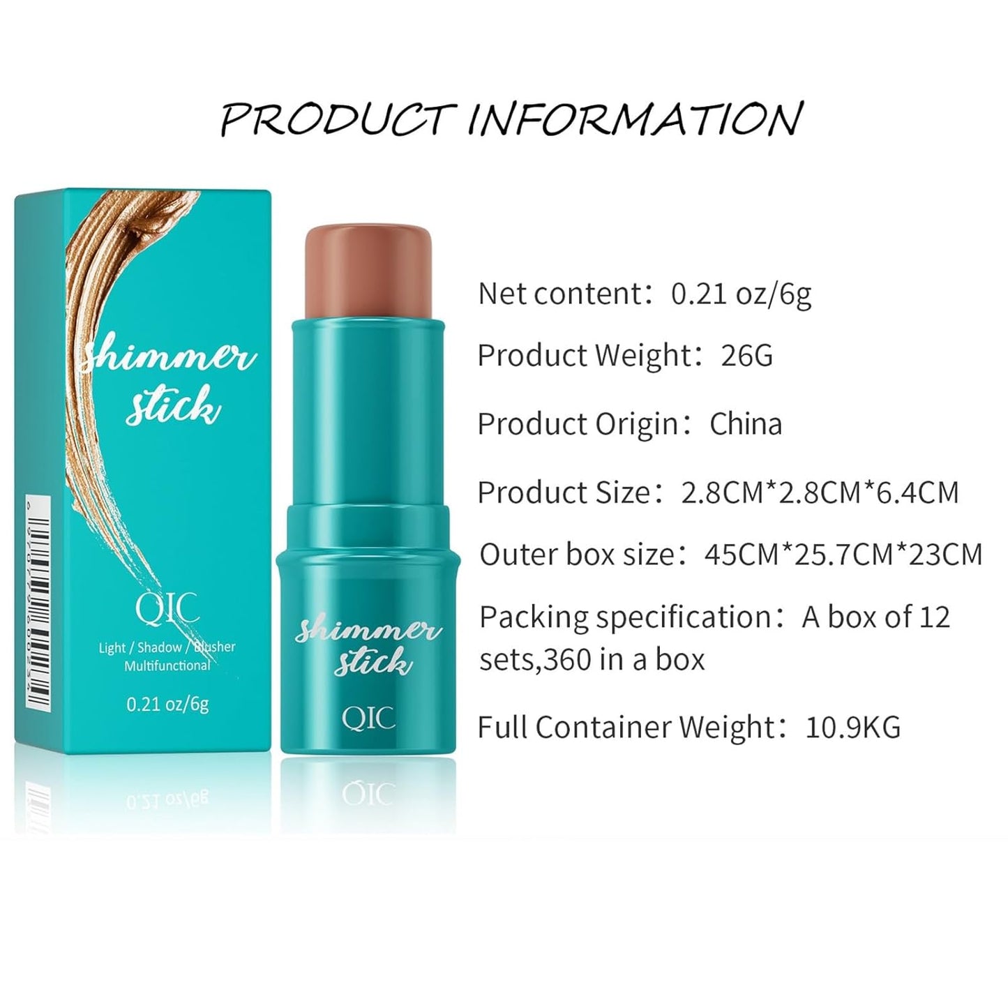 3Pcs Cream Contour Stick, with Highlighter Stick Milk Bronzer Stick Blush Stick, Face Contour Stick with Makeup Brush and Sponge, Easy to Sculpt the Face, Long Lasting, Waterproof