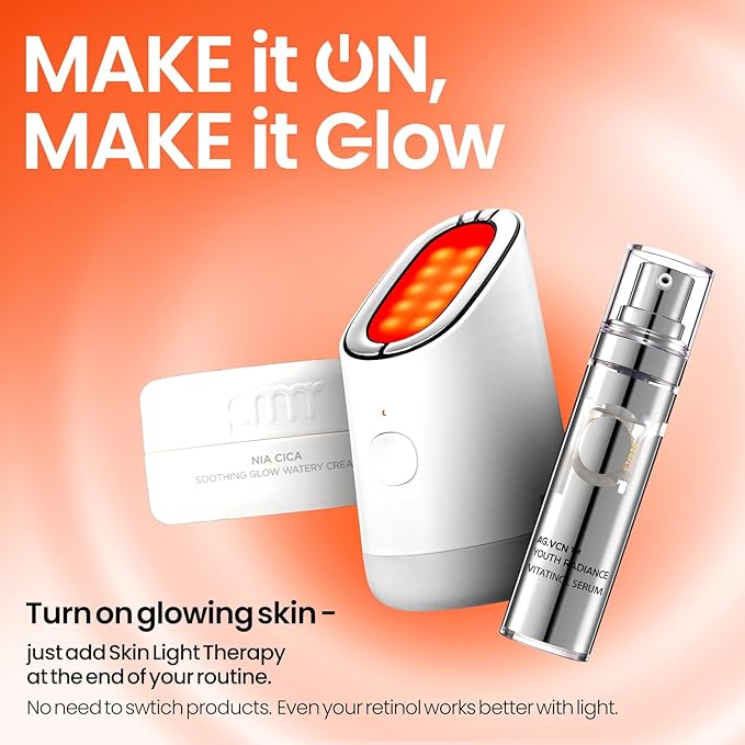 MakeOn Skin Light Therapy III - 5 in 1 Massager, Real Glow Skin Booster, Red Light LED for Face, Beauty Massager for Pore Tightening, Radiant, Firming, Korean Skin Care