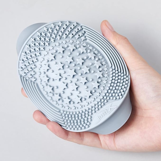 Jessup Makeup Brush Cleaning Mat with Color Removal Sponge, 2 in 1 Silicone Makeup Brush Cleaner (Sachet Pink), A005