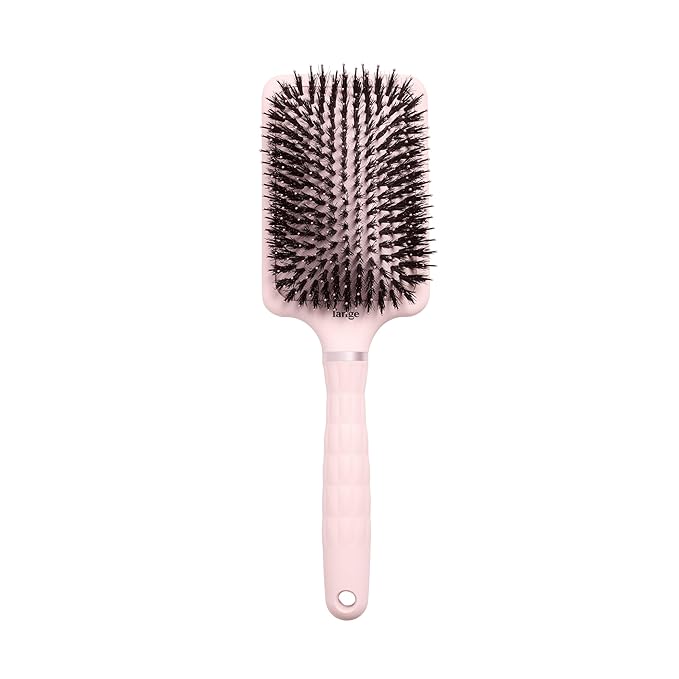 L'ANGE HAIR Detangling Paddle Brush | Nylon & Boar Bristles for Wet or Dry Hair | Built for Thick Hair | Reduces Snagging & Breakage | Tames Flyaways & Frizz for Softer, Shinier Strands (Blush)