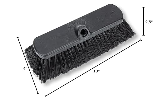 SPARTA 41278EC03 Flo-Thru Plastic Wall Scrub Brush, Equipment Brush With Soft Nylex Bristles For Industrial Kitchens, Hospitals, Commercial Cleaning, 4 Inches, Black, (Pack of 12)
