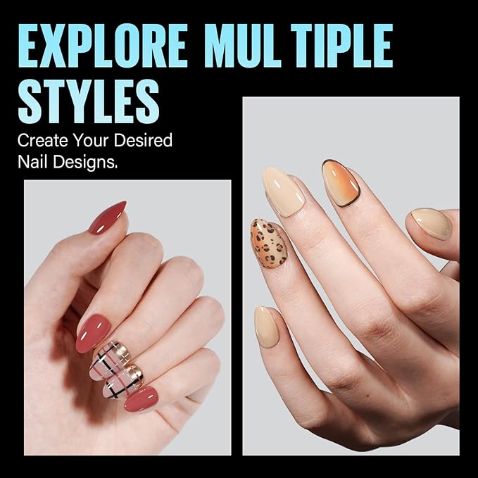 TOMICCA Short Almond Nail Tips, 504Pcs Soft Acrylic Nail Tips, 12 Sizes Pre-Shaped Half Matte Fake Clear Gelly Tips, Press on Acrylic Nails for Nail Extension DIY Nail Salon