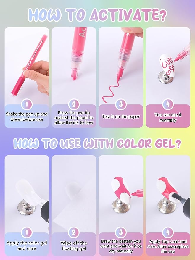 EBANKU 1Pc Nail Art Pens Quick-Drying, 3D 0.7MM Acrylic Paint Pens Nail Polish Pen Nail Art Markers Nail Point Dotting Liner Pen Tools for Home & Salon Nail DIY(Silver)