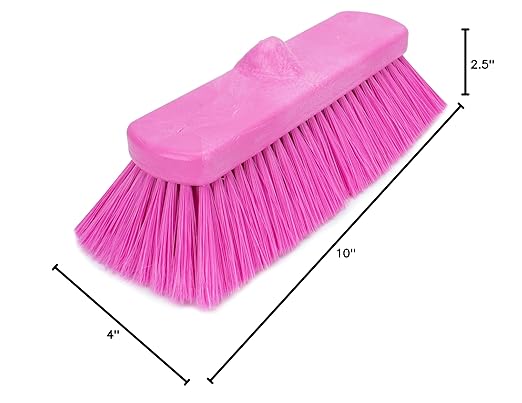 SPARTA 41278EC26 Flo-Thru Plastic Wall Scrub Brush, Equipment Brush With Soft Nylex Bristles For Industrial Kitchens, Hospitals, Commercial Cleaning, 4 Inches, Pink, (Pack of 12)