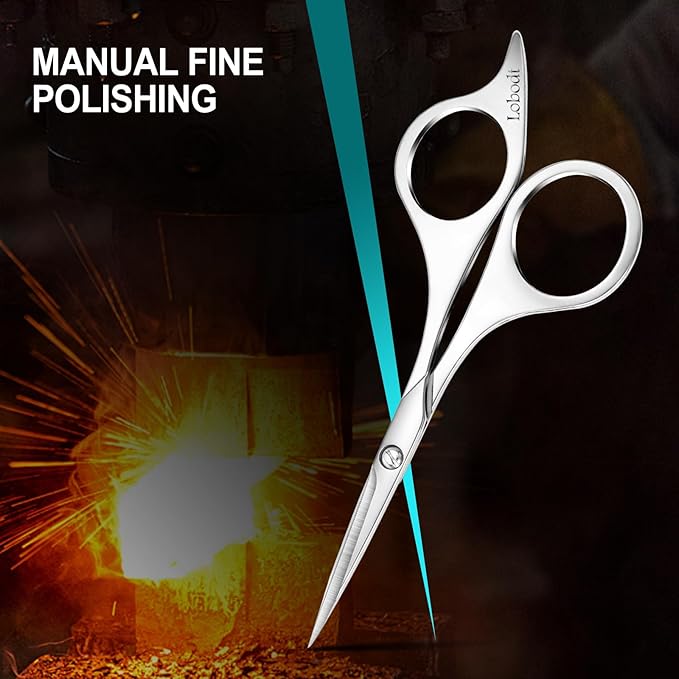 Professional beard scissors, 4.9-inch (silver) small pointed stainless steel hairdressing scissors, Moustache Trimming,suitable for personal care and beauty of both men and women