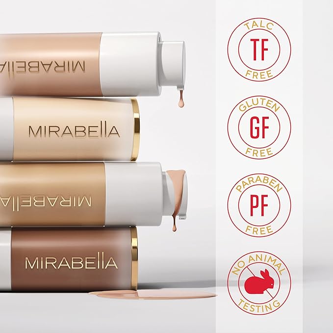 MIRABELLA - Invincible for All HD Liquid Foundation, Moisturizing Face Products for All Skin Types, Full-Coverage Lightweight Foundation Makeup, Moisturizing & Hydrating Beauty Care, Porcelain P20