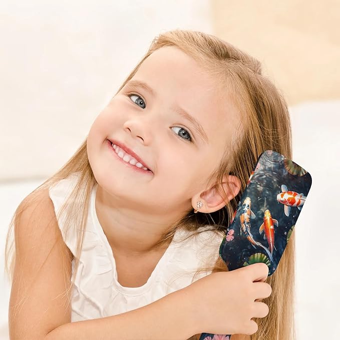 Hair Brush for Boys Girls - Detangler Brush for Wet Dry Thin Straight Curly Detangling Comb - Anti Static Japanese Koi Fish Detangling Comb for Shiny Hair