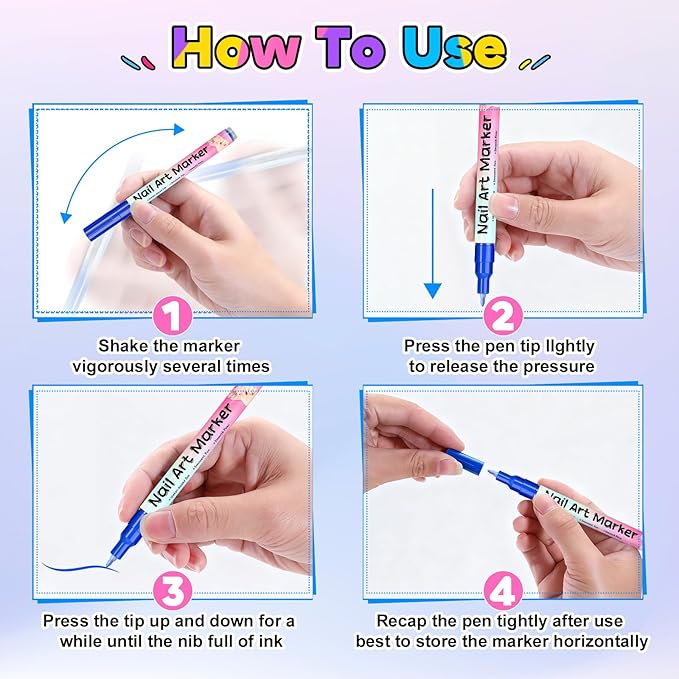 12 Colors Nail Art Pens Set, Nail Art Markers with 15pcs Nail stickers, 0.5mm Acrylic Painted Pen for Gel Nails,Dotting Painting Pen Quick-drying for DIY Manicure Tools (0.5mm 12color)