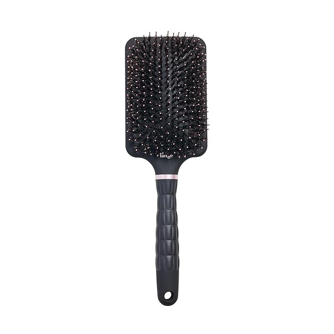L'ANGE HAIR Detangling Paddle Brush | Nylon & Boar Bristles for Wet or Dry Hair | Built for Thick Hair | Reduces Snagging & Breakage | Tames Flyaways & Frizz for Softer, Shinier Strands (Black)