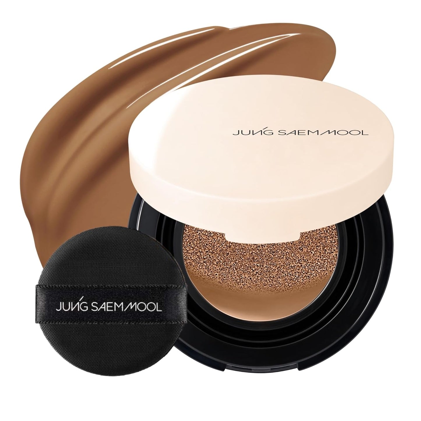 JUNG SAEM MOOL Essential Skin Nuder Cushion Mini 36N Almond 0.17 Fl Oz, Natural Radiant Finish Cushion Foundation with Buildable Coverage, Lightweight Texture, Korean Foundation Makeup