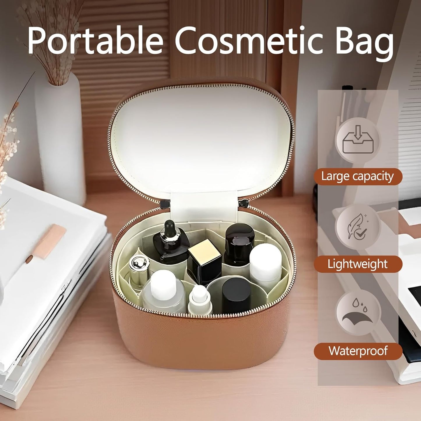 Upgrade Makeup Bag Travel Toiletry Bag Portable Cosmetic Makeup Organizer Bag Detachable Compartments (Pink-cute-cool style)