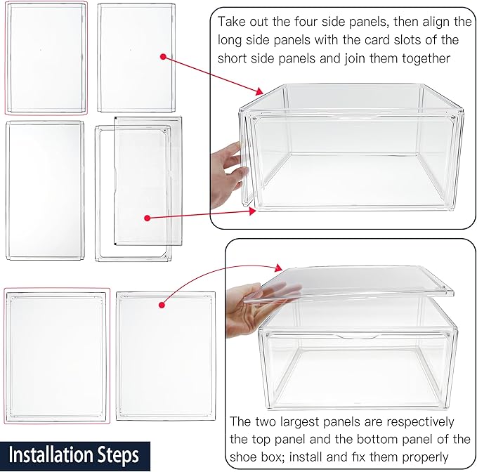 1 Pack Clear Shoe Box, Acrylic Sneaker Display Case Size 12.5, Transparent Storage Box with Magnetic Door, Showcase for Cosmetic, Displays, Action Figures Collectibles, Size 12.5 for Men Women Shoes