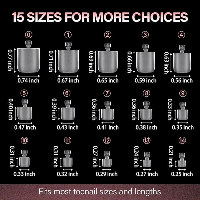 AILLSA Short Sharp Square Toe Nail Tips, 15 Sizes 150Pcs Pre-Etched Double Matte Acrylic Full Cover Press On Fake Toenails for Big Toe Extensions Home DIY Nail Salon