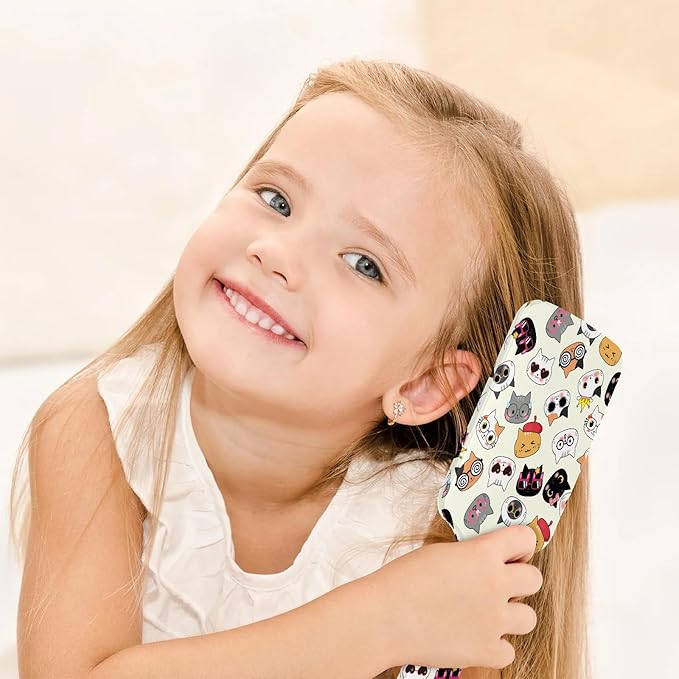 Hair Brush for Boys Girls - Detangler Brush for Wet Dry Thin Straight Curly Detangling Comb - Anti Static Cute Cat Detangling Comb for Shiny Hair