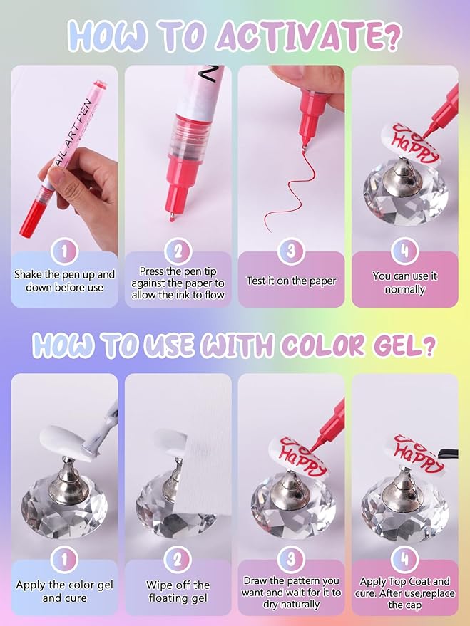 EBANKU 0.5MM Nail Art Pens, 3D Nail Polish Pen Quick-Drying Acrylic Markers Nail Painting Point Dotting Liner Pen Tools for DIY Home Salon Nail(1Pc Yellow)