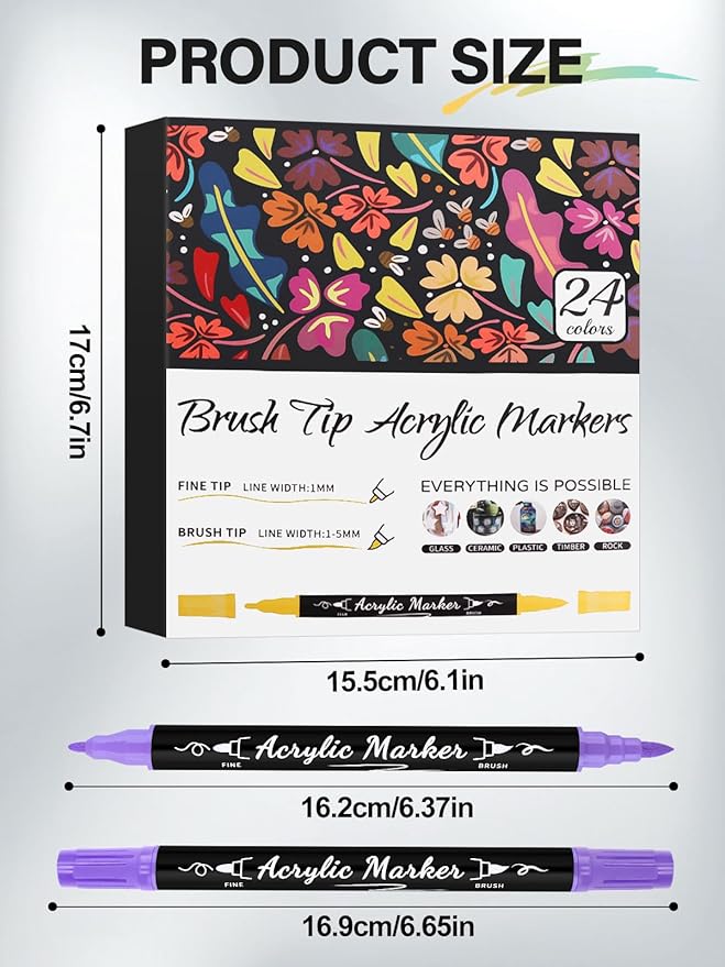 24 Colors Double-Ended Nail Art Marker Pens Set, EBANKU Nail Polish Pen for Nail Art, Fine Tip Nail Pen for Painting Nail, Nail Point Dotting Liner Drawing Pen for DIY Salon Home Beauty Adorn Manicure