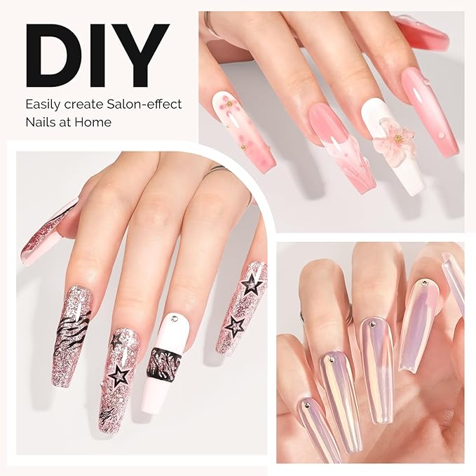 MelodySusie Long Coffin X Nail Tips - 600Pcs 12 Sizes Clear Acrylic, Half Matte Half Stick Press on Nails for DIY Extension & Salon Use, Pre-Shaped for Long-Lasting Manicure,Fall Winter Nails