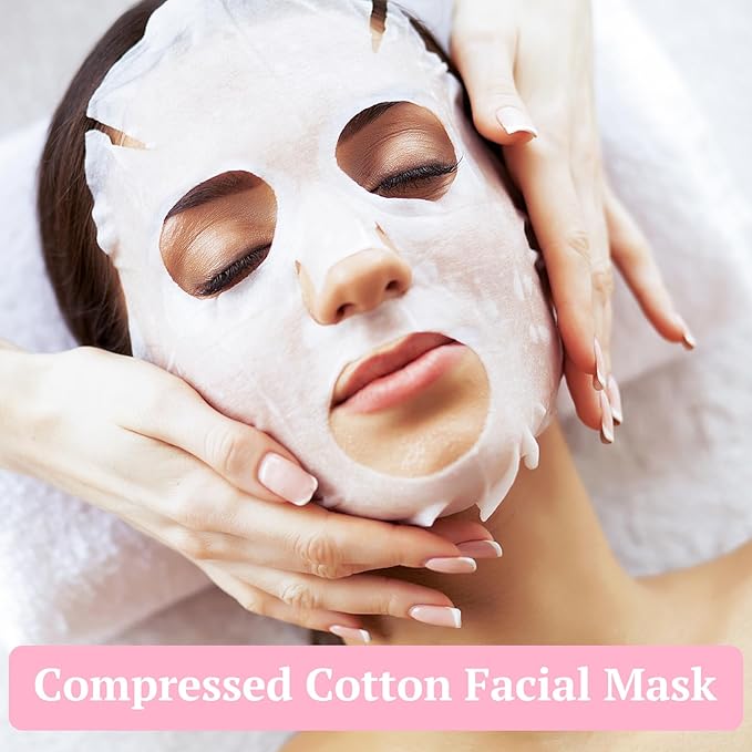 100PCS Compressed Cotton Facial Mask Sheets, Disposable DIY Mask Paper Beauty Tool for Skin Care, Cotton Masks for Home, Travel