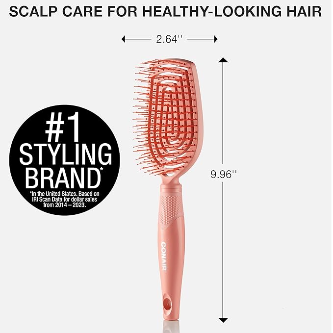 Conair Scalp Care Detangling hairbrush - Curly Hair Brush - Scalp Massager - hairbrushes for women & men - detangler for all lengths - can use wet or dry - Standard