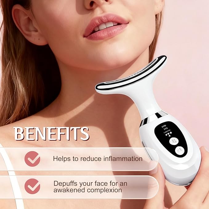 Red-Light-Therapy-for-Face and Neck-Eye-Head Massager,7 Colors Skin Rejuvenation Lifting Facial Massager for Toning,Glow Boost,Wrinkle for Birthday,Christmas,Mothers Day,Valentines Day Gifts (Black)