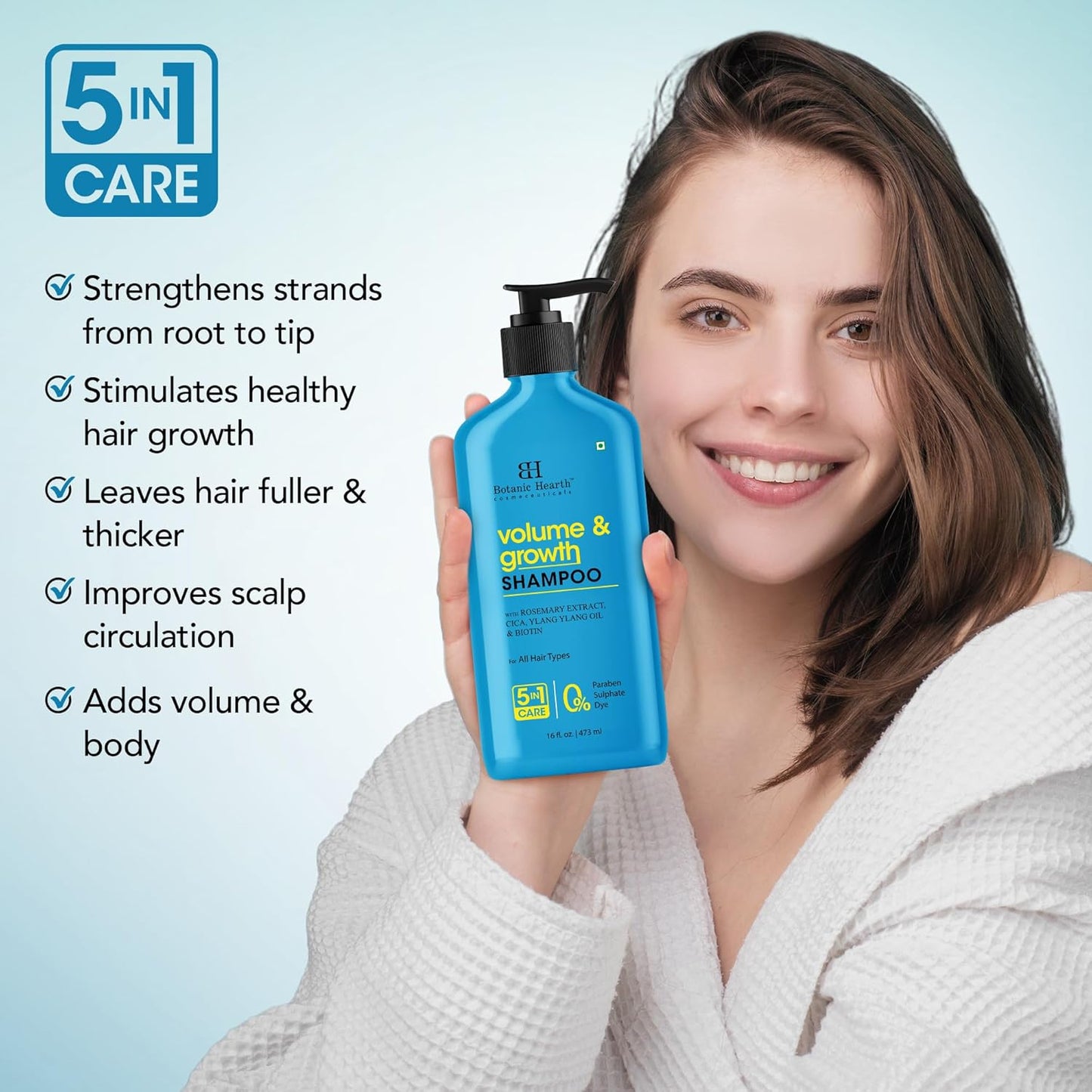 Botanic Hearth Rosemary Shampoo Infused With Cica, Ylang Ylang Oil & Biotin Oil – Clarifying Shampoo For Hair Volume, Growth & Strength | Paraben & Sulfate Free | For All Hair Types, 16 Fl Oz